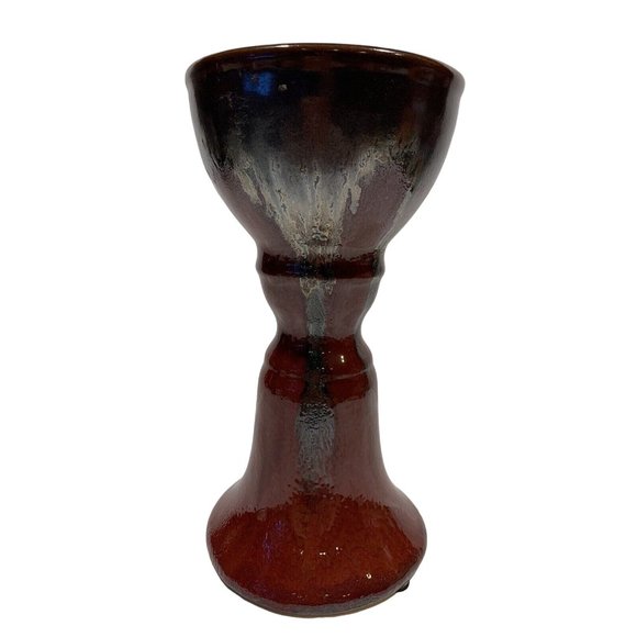 Candle Holder Large Pottery Pillar or Tapered Glazed 9" Tall - Picture 4 of 9